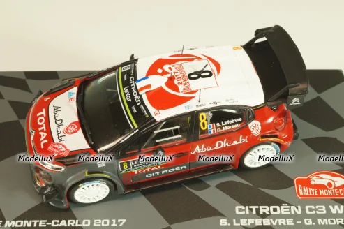 Citroën C3 WRC #8 Rally Monte-Carlo 2017, Stephane Lefebvre/Gabin Moreau, Monte-Carlo Official Collection #8, Altaya 1:43