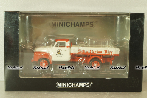 Opel Blitz 1.75t "Schultheiss bier" delivery truck, white/red, 439051024, Minichamps 1:43