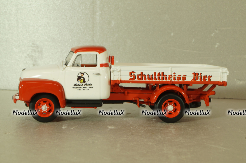 Opel Blitz 1.75t "Schultheiss bier" delivery truck, white/red, 439051024, Minichamps 1:43
