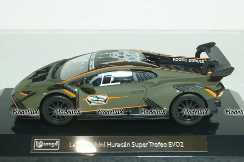 Lamborghini Huracan EVO2  Super Trofeo #63 2022, матовый оливковый,18-38305, Burago 1:43  