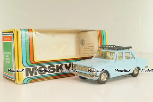 Москвич-408 с багажником, голубой,  Август 1989г., Тантал/Радон 1:43