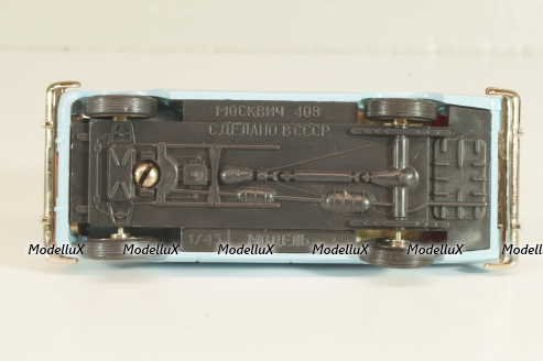 Москвич-408 с багажником, голубой,  Август 1989г., Тантал/Радон 1:43