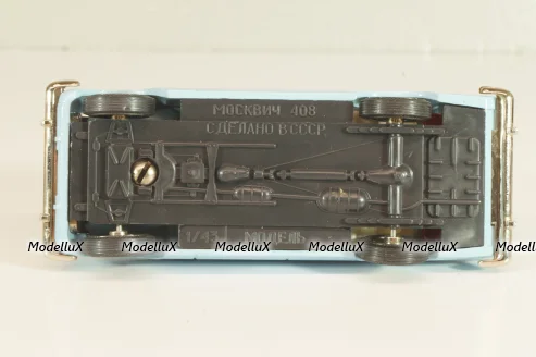 Москвич-408 с багажником, голубой,  Август 1989г., Тантал/Радон 1:43