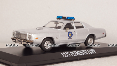 Plymouth Fury Smokey & Bandit 1975 silver, 86581, Greenlight 1:43