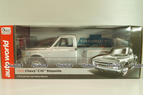 Chevrolet C10 Stepside (pickup) 1968, silver, AW324, Autoworld 1:18