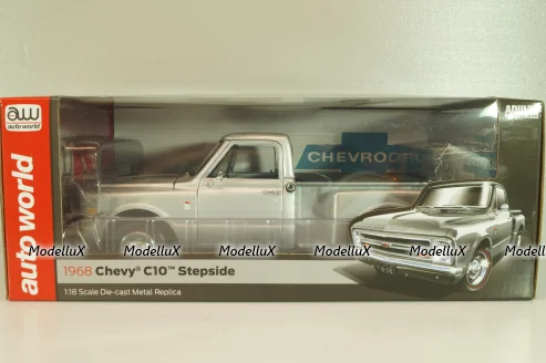 Chevrolet C10 Stepside (pickup) 1968, silver, AW324, Autoworld 1:18