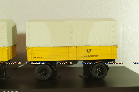 Mercedes L 6600 truck with trailer Deutsche Bundespost 1950, yellow, 8821, Schuco 1:43