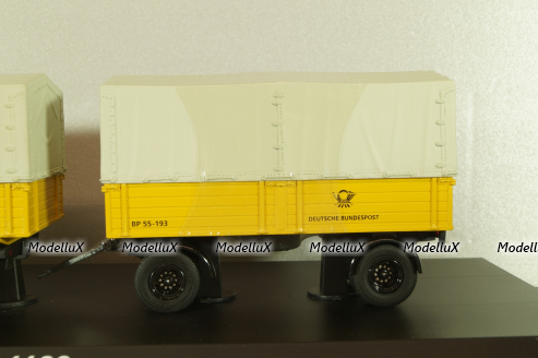 Mercedes L 6600 truck with trailer Deutsche Bundespost 1950, yellow, 8821, Schuco 1:43