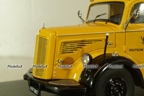 Mercedes L 6600 truck with trailer Deutsche Bundespost 1950, yellow, 8821, Schuco 1:43