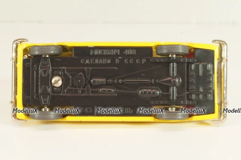 Москвич-408 А1, желтый, капот 2 зажима, Тантал/Радон 1:43