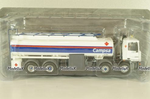 Pegaso Troner 1437, fuel tanker "Campsa" 1991, white with blue line, Camiones Espanoles, №1, Salvat 1:43