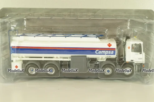 Pegaso Troner 1437, fuel tanker "Campsa" 1991, white with blue line, Camiones Espanoles, №1, Salvat 1:43