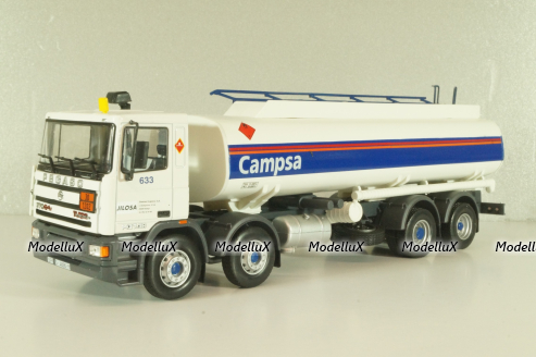 Pegaso Troner 1437, fuel tanker "Campsa" 1991, white with blue line, Camiones Espanoles, №1, Salvat 1:43
