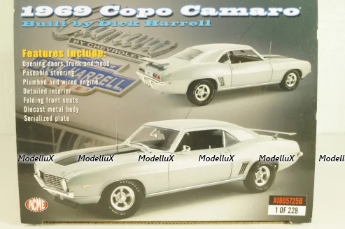 Chevrolet Copo Camaro (built by Dick Harrell) 1969, L.e 228 pcs, silver, A1805725B, ACME 1:18
