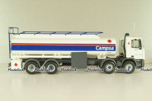 Pegaso Troner 1437, fuel tanker "Campsa" 1991, white with blue line, Camiones Espanoles, №1, Salvat 1:43