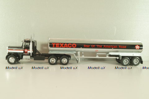 Freightliner FLC 120 64T truck with Semitrailer Texaco 1977, silver/ black, American trucks, Spain, #72, Altaya 1:43