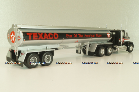 Freightliner FLC 120 64T truck with Semitrailer Texaco 1977, silver/ black, American trucks, Spain, #72, Altaya 1:43