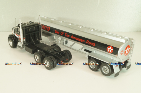Freightliner FLC 120 64T truck with Semitrailer Texaco 1977, silver/ black, American trucks, Spain, #72, Altaya 1:43