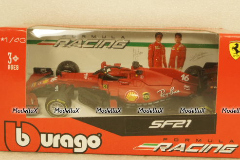 Ferrari F1 SF21 Formula 1 Charles Leclerc N16, RED, BU36829LE, Bburago 1:43