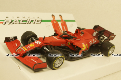 Ferrari F1 SF21 Team Scuderia Missiom Winnow  Carlos Sainz N55, RED, BU36829SA, Bburago 1:43