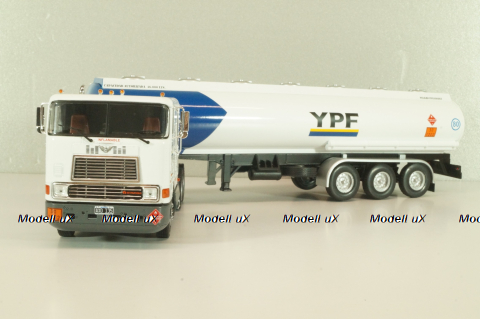 International Eagle Cabover, truck with Semitrailer YPF 1997, white/blue, American trucks, Spain, #87, Altaya 1:43