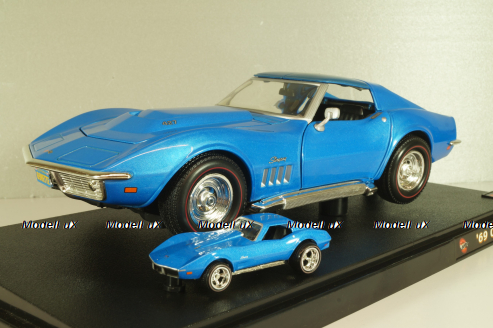 Chevrolet Corvette Stingrey (C3) 1968, Hall of Fame, blue, 047332, Hot Wheels 1:18/1:64 Set