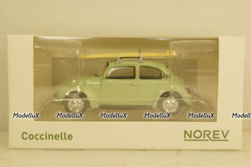 Volkswagen Beetle Coccinelle 1973 with surfing board, 430401-3, Norev 1:43