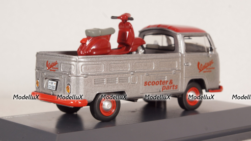 Volkswagen T2a pickup Vintage Scooter Service with PX, Schuco 1:43