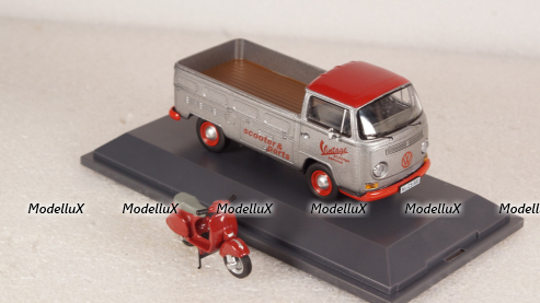 Volkswagen T2a pickup Vintage Scooter Service with PX, Schuco 1:43