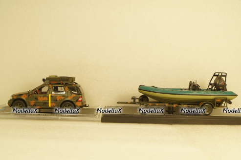 Mercedes ML320 W163 1998 with powerboat Ukraine Territorial Defense Forces (Mykolaiv 2022), TruckTyr 1:43