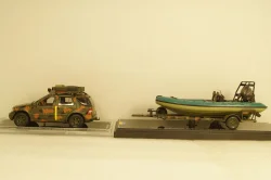 Mercedes ML320 W163 1998 with powerboat Ukraine Territorial Defense Forces (Mykolaiv 2022), TruckTyr 1:43