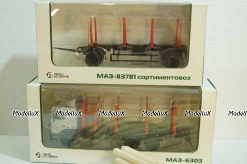 Маз-6303 с прицеп Маз-83781 сортиментовоз, 102422, АвтоИстория 1:43 