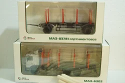 Маз-6303 с прицеп Маз-83781 сортиментовоз, 102422, АвтоИстория 1:43 