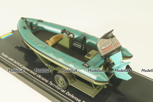 Trailer with powerboat Ukraine Territorial Defense Forces (Mykolaiv 2022), TruckTyr 1:43