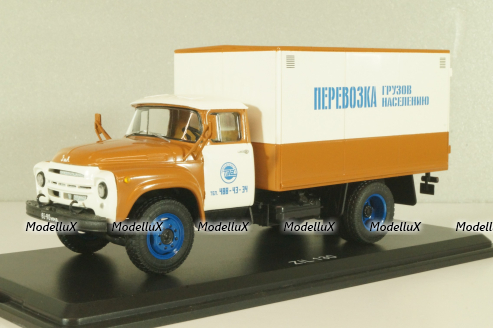 Зил-130 будка, перевозка грузов населению, коричневый/белый, TruckTyr 1:43