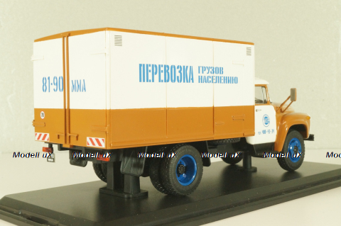 Зил-130 будка, перевозка грузов населению, коричневый/белый, TruckTyr 1:43