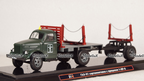 Газ-51 сортиментовоз с прицепом 1-ПР-5, TruckTyr 1:43