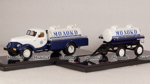 Зис-150 Автоцистерна АЦ-28 с прицепом-цистерной ПЦ-2,2 "Главмолоко", TruckTyr 1:43