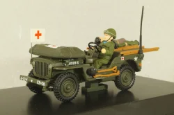 Jeep Willys Ambulance U.S. Army Normandy 1944 with 2 figuren, green, R028, Victoria 1:43