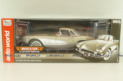Chevrolet Corvette (С1) 1961, silver grey, AMM1151, AutoWorld 1:18  
