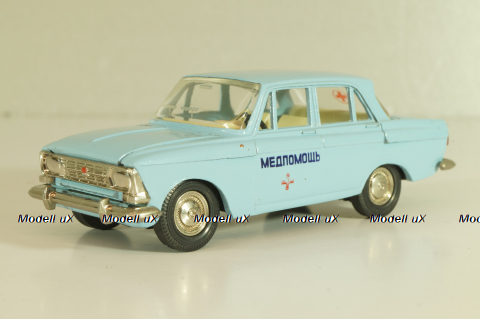 Москвич-412, Медпомощь, голубой, Тантал/Радон 1:43