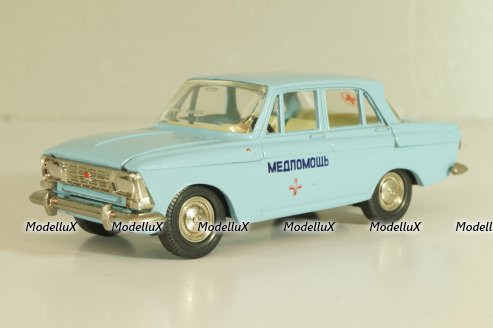 Москвич-412, Медпомощь, голубой, Тантал/Радон 1:43