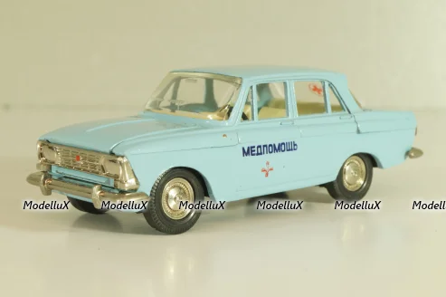 Москвич-412, Медпомощь, голубой, Тантал/Радон 1:43