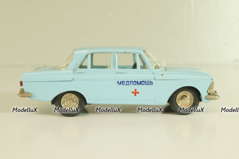 Москвич-412, Медпомощь, голубой, Тантал/Радон 1:43