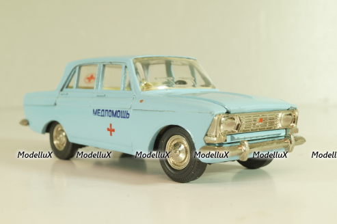Москвич-412, Медпомощь, голубой, Тантал/Радон 1:43