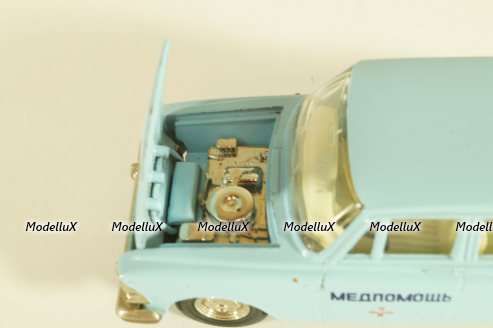Москвич-412, Медпомощь, голубой, Тантал/Радон 1:43
