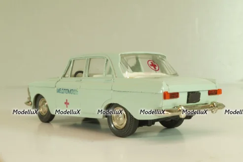 Москвич-412 А2, Медпомощь, бледно-мятный, капот 2 зажима, Тантал/Радон 1:43
