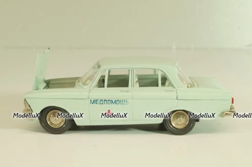 Москвич-412 А2, Медпомощь, бледно-мятный, капот 2 зажима, Тантал/Радон 1:43