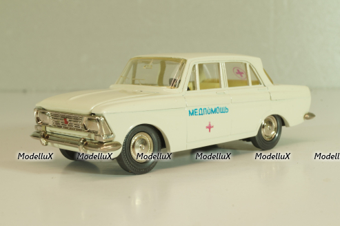 Москвич-412 А2, Медпомощь, белый, капот 2 зажима, Тантал/Радон 1:43