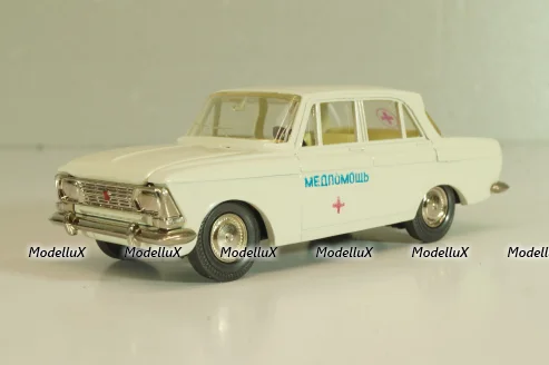 Москвич-412 А2, Медпомощь, белый, капот 2 зажима, Тантал/Радон 1:43